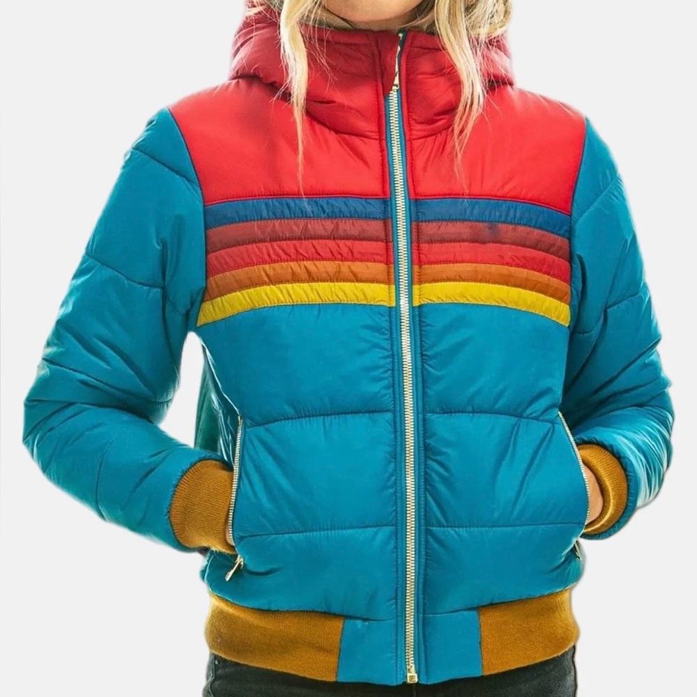 Colorful Puffer Jacket with Hood